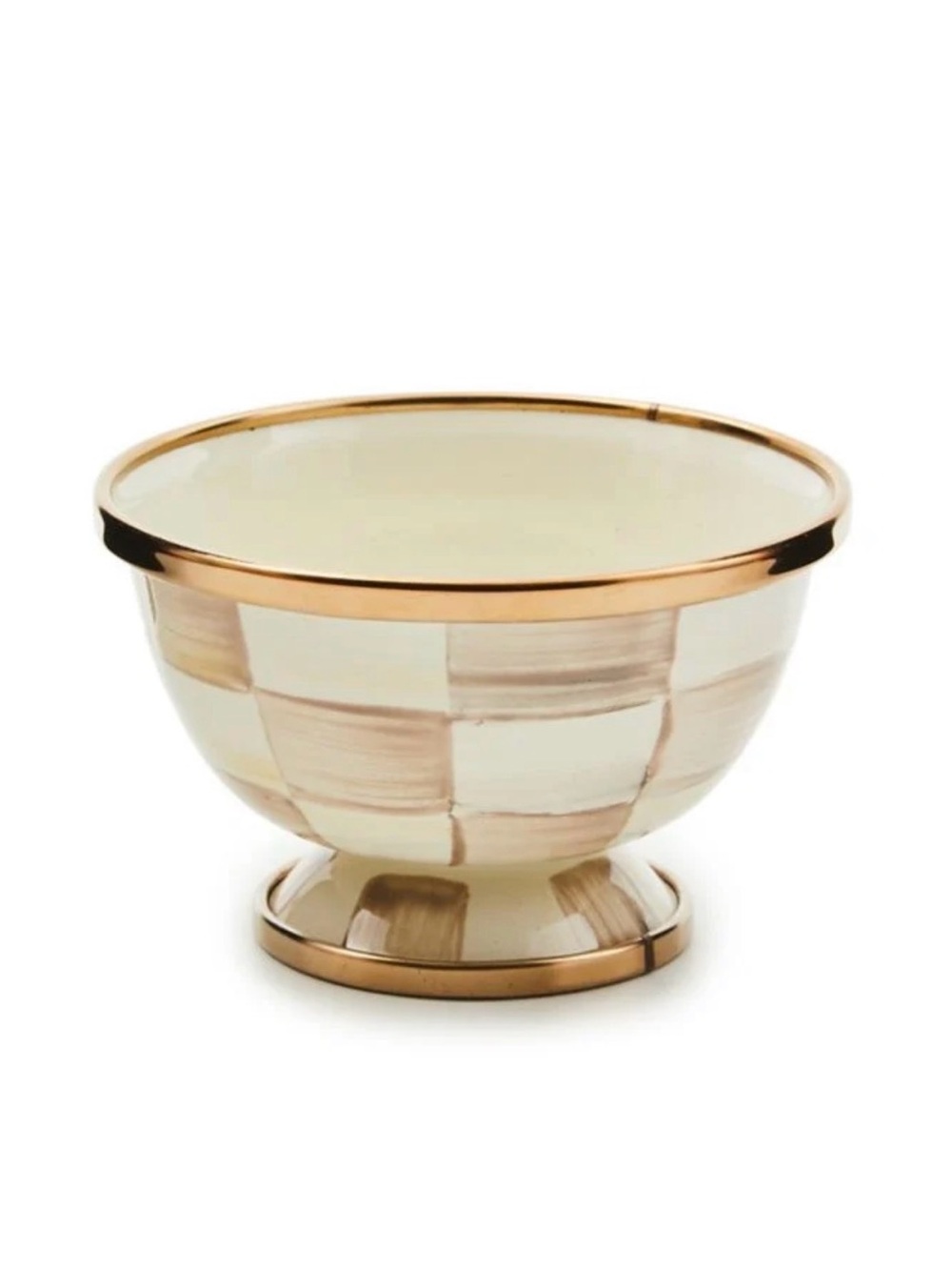 MacKenzie-Childs Mocha Check little Sugar Bowl/ Trinket bowl Set of 2